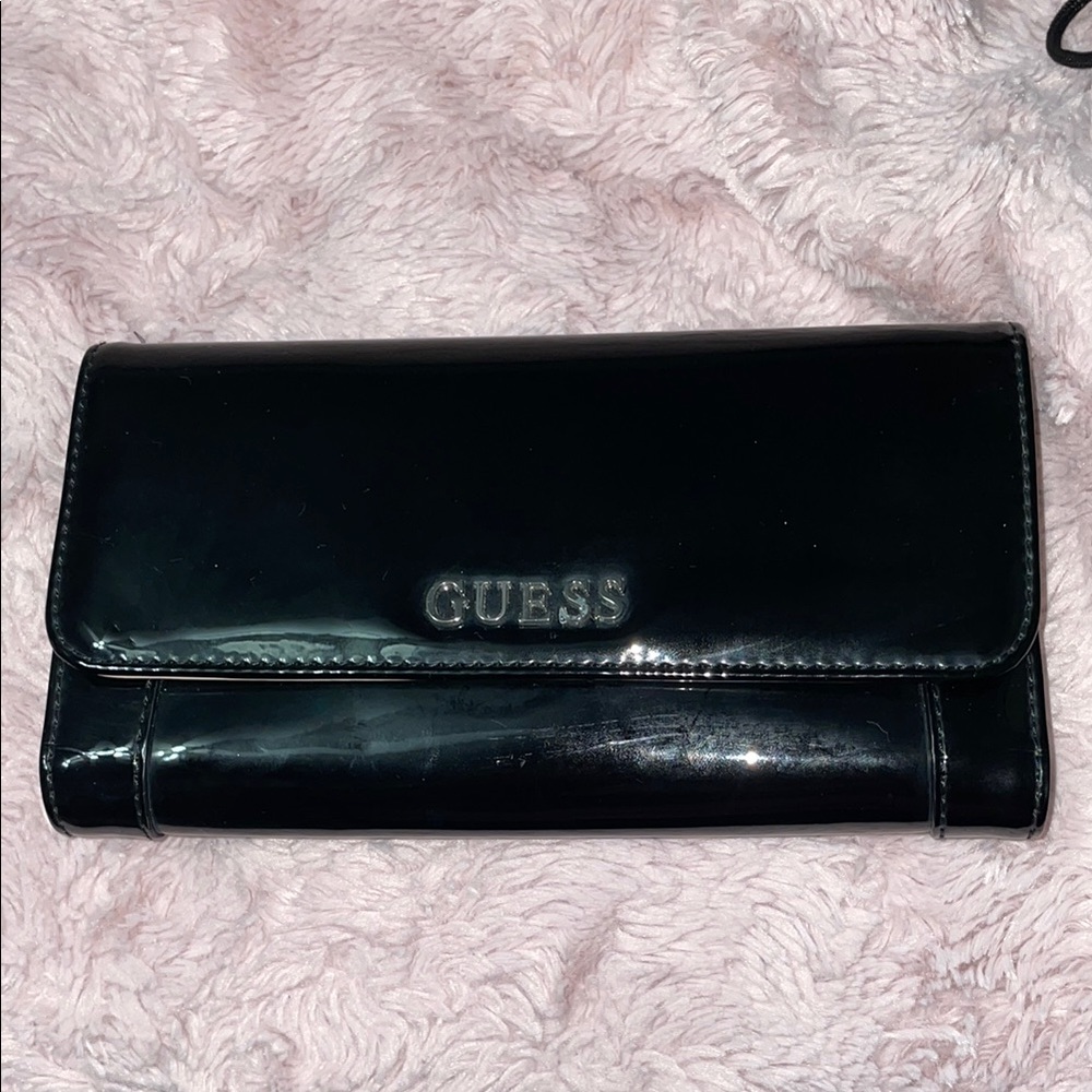 Guess Shiny Black Clutch Wallet